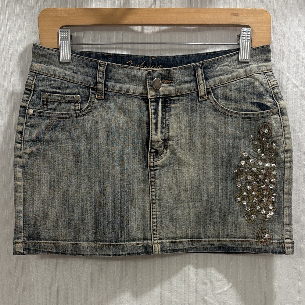 Funhouse Vintage Embellished Denim Mini Skirt